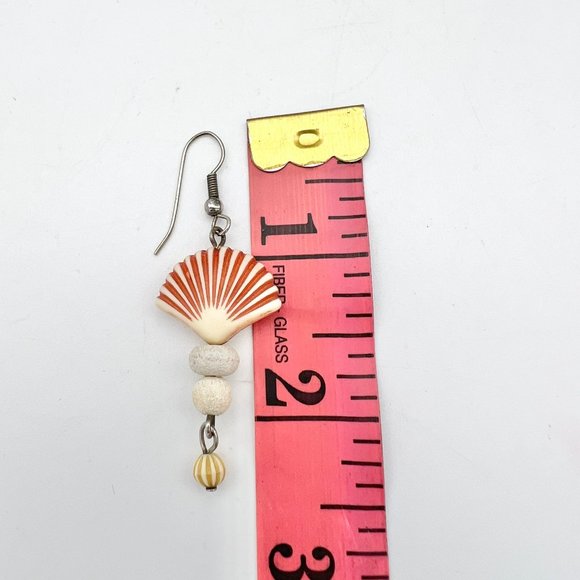 Earrings Pierced Womens 3 in Drop Silver Shell Beads - Picture 3 of 3